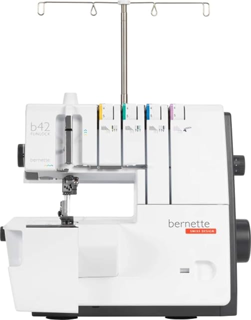 Bernette b42 Funlock coverstitch machine, front three-quarter view