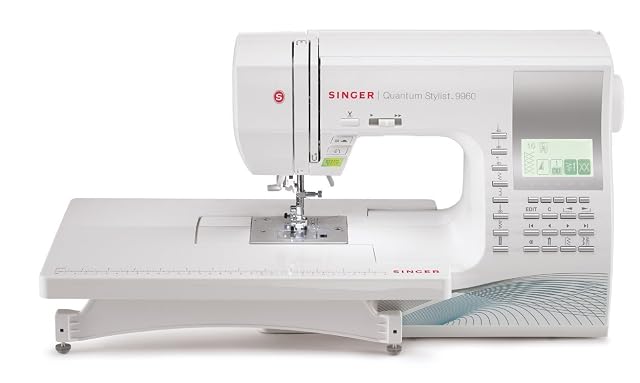 Singer Quantum Stylist 9960 computerised sewing and quilting machine, front three-quarter view